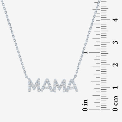 "Mama" (G-H / I1-I2) Womens 1/10 CT. T.W. Lab Grown White Diamond Sterling Silver Pendant Necklace