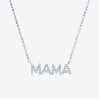 Mama" (G-H / I1-I2) Womens 1/10 CT. T.W. Lab Grown White Diamond Sterling Silver Pendant Necklace