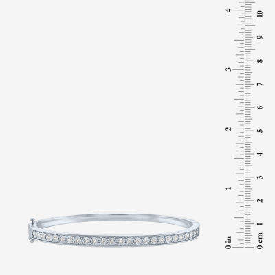 (G-H / I1-I2) Womens 1/2 CT. T.W. Lab Grown White Diamond Sterling Silver Bangle Bracelet