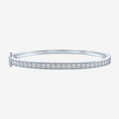 (G-H / I1-I2) 1/2 CT. T.W. Lab Grown White Diamond Sterling Silver Bangle Bracelet