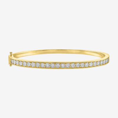 (G-H / I1-I2) 1/2 CT. T.W. Lab Grown White Diamond Sterling Silver or 14K Gold Over Bangle Bracelet