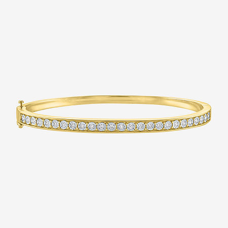 (G-H / I1-I2) 1/2 CT. T.W. Lab Grown White Diamond Sterling Silver Bangle Bracelet, One Size, Gold Over Silver -  FINE JEWELRY, 29349090018