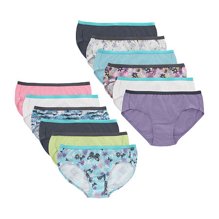 Hanes Ultimate Tagless Cotton Little & Big Girls 12 Pack Hipster Panty, 12, White