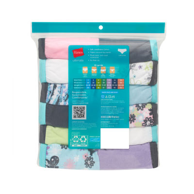 Hanes Ultimate Tagless Cotton Little & Big Girls 12 Pack Hipster Panty