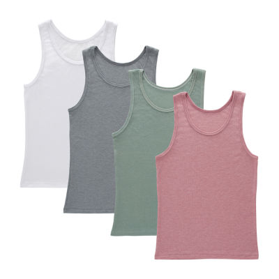 Hanes Little & Big Girls Moisture Wicking 4-pc. Crew Neck Tank Top