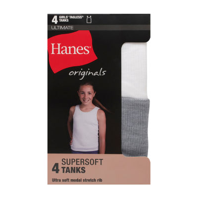 Hanes Originals Ultimate Little & Big Girls 4-pc. SuperSoft Crew Neck Tank Top