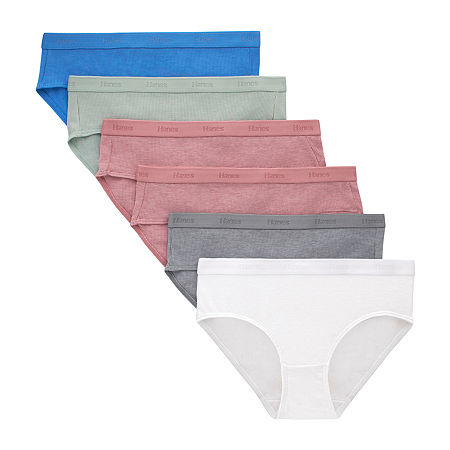 Hanes Originals Ultimate Little & Big Girls 6 Pack SuperSoft Hipster Panty, 14, White