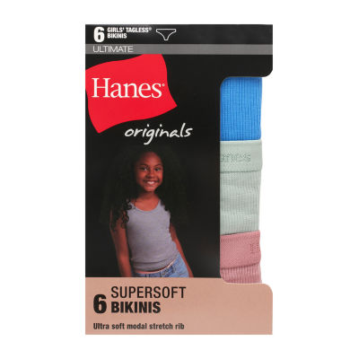 Hanes Originals Ultimate Little & Big Girls 6 Pack SuperSoft Bikini Panty