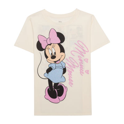 Disney Collection Little & Big Girls Crew Neck Short Sleeve Minnie Mouse Graphic T-Shirt