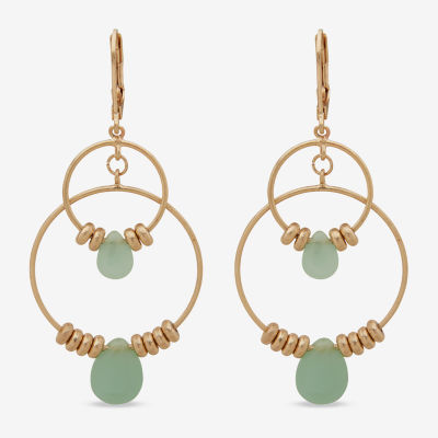 a.n.a Gold Tone Beaded Orbital Drop Earrings