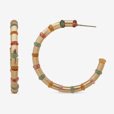 a.n.a Gold Tone Beaded 41.9mm Hoop Earrings