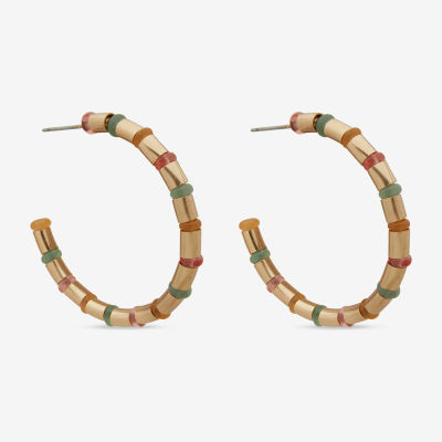 a.n.a Gold Tone Beaded 41.9mm Hoop Earrings