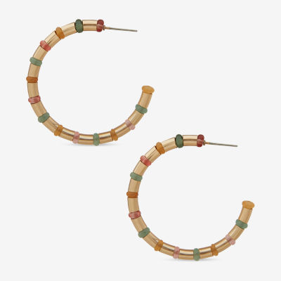 a.n.a Gold Tone Beaded 41.9mm Hoop Earrings