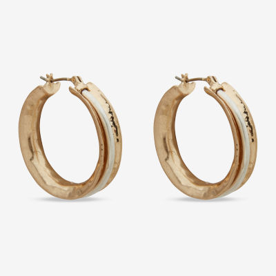 a.n.a Two Tone Hammered 32mm Hoop Earrings