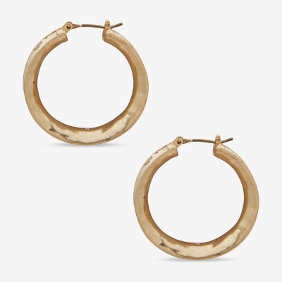 a.n.a Two Tone Hammered 32mm Hoop Earrings