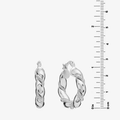 Silver Reflections Twisted Womens 28.1mm Hoop Earrings
