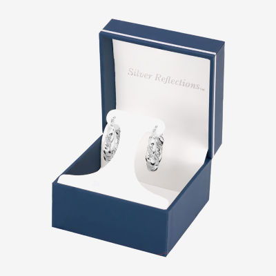 Silver Reflections Twisted Womens 28.1mm Hoop Earrings