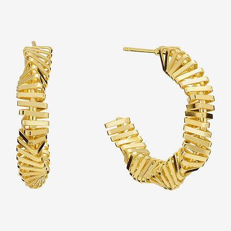 Silver Reflections Womens 14K Gold Over Brass 31.4mm Hoop Earrings, One Size
