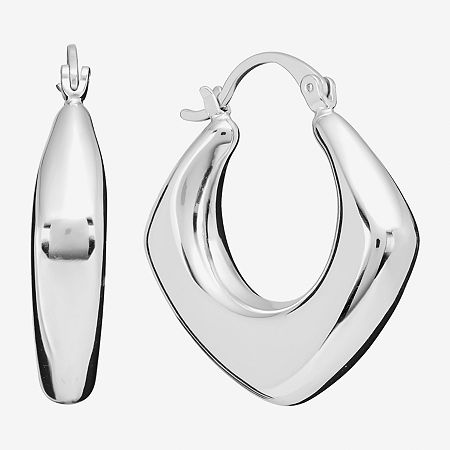 Silver Reflections Womens 31.4mm Hoop Earrings In Transparent