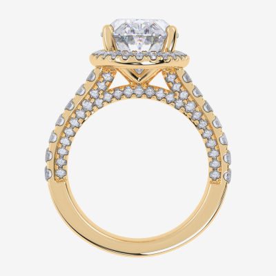 (G-H / Vs2-Si1) Womens 5 CT. T.W. Lab Grown White Diamond 14K White Gold Side Stone Halo Engagement Ring