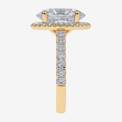 (G-H / Vs2-Si1) Womens 5 CT. T.W. Lab Grown White Diamond 14K White Gold Side Stone Halo Engagement Ring