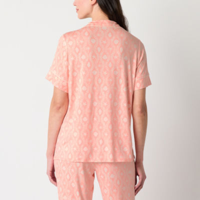 Liz Claiborne Cool and Calm Womens Short Sleeve Pajama Top