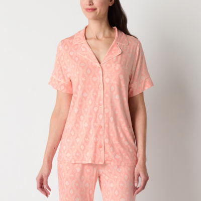 Liz Claiborne Cool and Calm Womens Short Sleeve Pajama Top