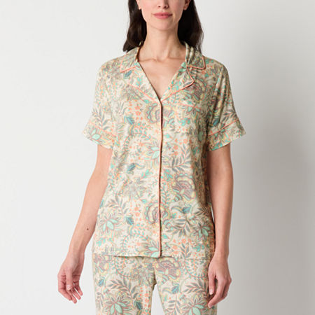 Liz Claiborne Cool and Calm Womens Short Sleeve Pajama Top