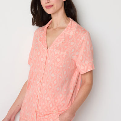 Liz Claiborne Cool and Calm Womens Short Sleeve Pajama Top