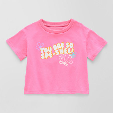 Thereabouts Little Girls Crew Neck Short Sleeve Boxy Fit Graphic T-Shirt, 6x, Pink