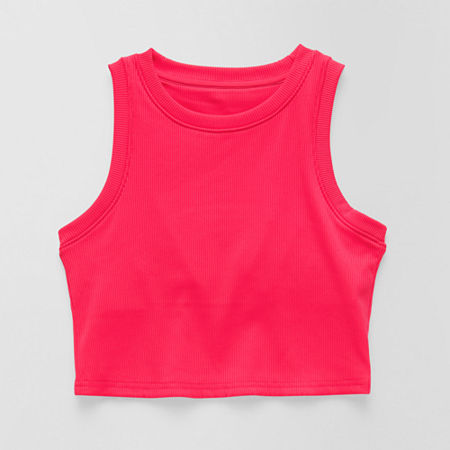 Xersion Ribbed Little & Big Girls Long Line Bra, Medium (10-12), Red
