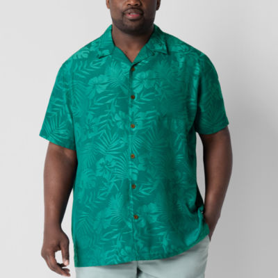 St. John's Bay Button-Down Big and Tall Mens Short Sleeve Breathable Camp Shirt
