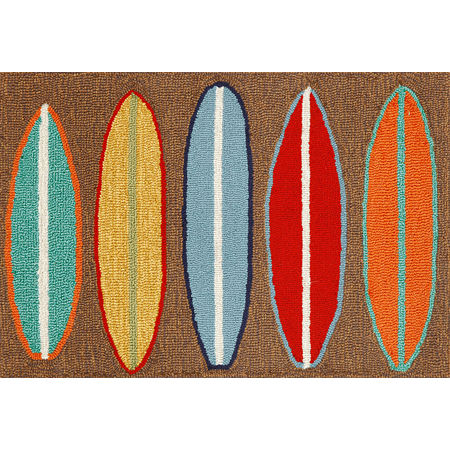 Liora Manne Frontporch Surfboards Indoor/Outdoor Runner Rug, One Size, Brown