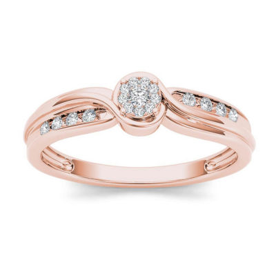 1/10 CT. T.W. Diamond 10K Rose Gold Engagement Ring , Color: Rose Gold ...