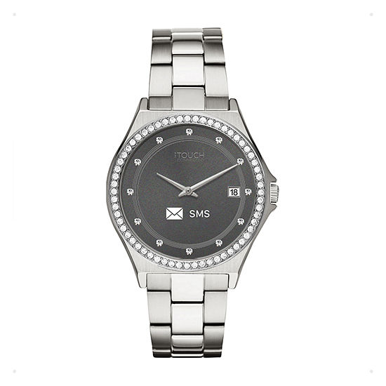 iTouch Connected for Women: Crystal Case with Silver Metal Strap Hybrid Smartwatch (32mm) 13887S-51-D28