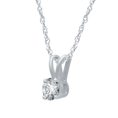 Womens 1/4 CT. Natural White Diamond 10K White Gold Round 18 Inch Pendant Necklace