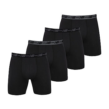 NEW BALANCE Athletic Mesh 4 Pk Black Blue Boxer Briefs Underwear