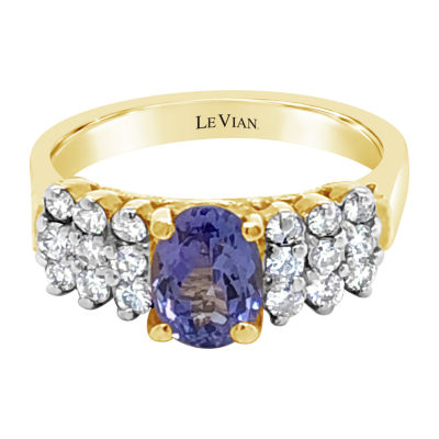 LIMITED QUANTITIES! Le Vian Grand Sample Sale™ Ring featuring Blueberry Tanzanite® 1/ CT. T.W. Vanilla Diamonds® set in 14K Honey Gold