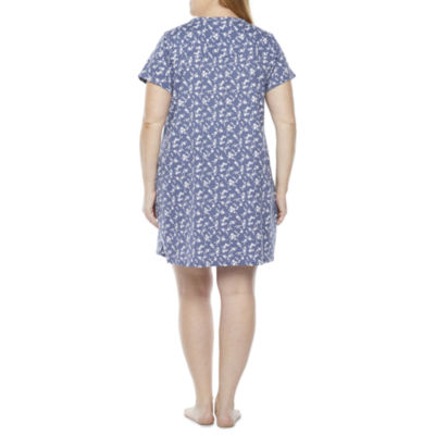 Adonna Womens Plus Short Sleeve Scoop Neck Nightgown