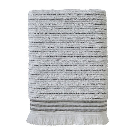 Saturday Knight Subtle Striped Bath Towel, One Size, White