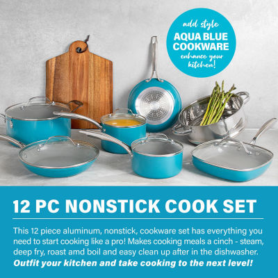 Gotham Steel Aqua Blue 12-pc. Nonstick Cookware Set