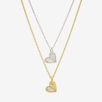 2 Pcs Gold Link Heart Choker Necklaces