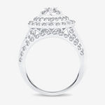 Womens 2 CT. T.W. Genuine White Diamond 10K or 14K White Gold Pear Side Stone Halo Bridal Set