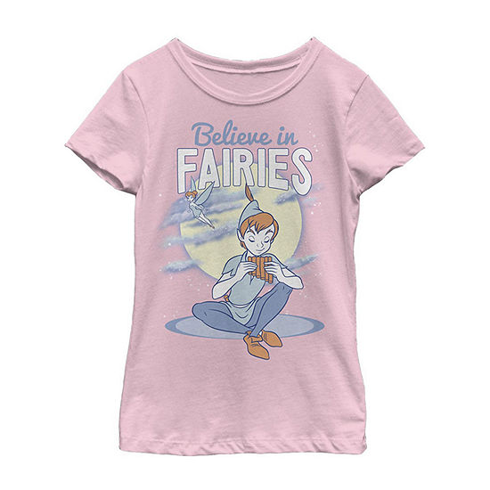 Little & Big Girls Crew Neck Peter Pan Short Sleeve Graphic T-Shirt