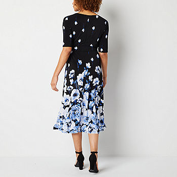 Black Label by Evan-Picone Sleeveless Floral Midi Fit + Flare