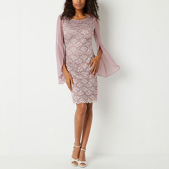 Connected Apparel Long Sleeve Sequin Sheath Dress, Color: Dusty ...