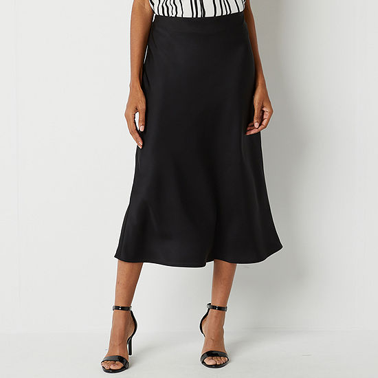 Worthington Womens Mid Rise Midi A-Line Skirt, Color: Black - JCPenney