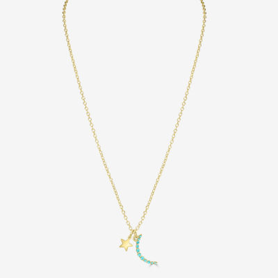 Bijoux Bar Delicates Gold Tone Glass 18 Inch Cable Moon Pendant Necklace