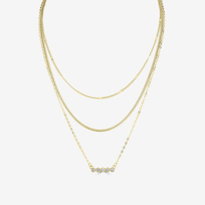 Bijoux Bar Delicates Gold Tone Glass 20 Inch Snake Rectangular Strand Necklace