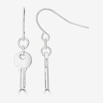 Bijoux Bar Delicates Silver Tone Keys Drop Earrings